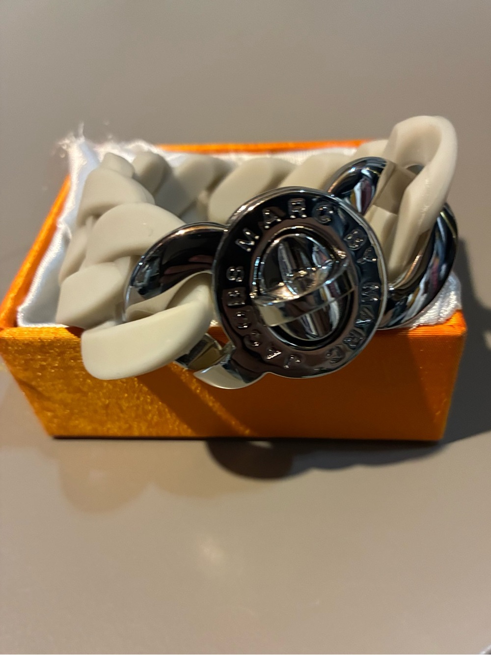 Marc by Marc Jacobs Katie Turnlock Cream Rubber Link Bracelet, 2010’s